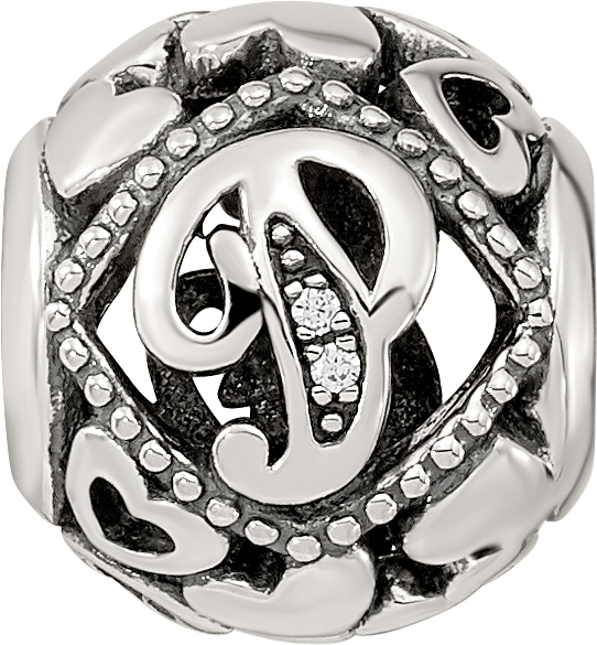 Sterling Silver Reflections CZ Letter P Bead