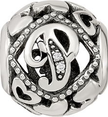 Sterling Silver Reflections CZ Letter P Bead