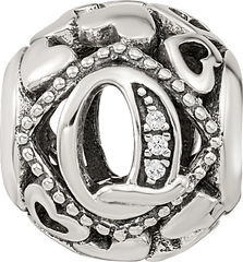 Sterling Silver Reflections CZ Letter Q Bead