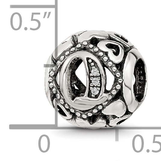 Sterling Silver Reflections CZ Letter Q Bead