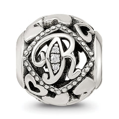 Sterling Silver Reflections CZ Letter R Bead