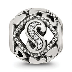 Sterling Silver Reflections CZ Letter S Bead