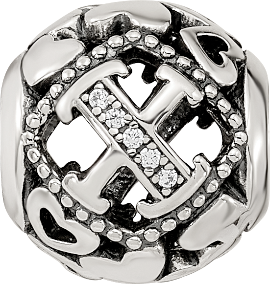 Sterling Silver Reflections CZ Letter X Bead