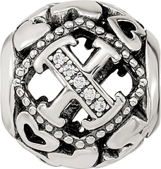 Sterling Silver Reflections CZ Letter X Bead