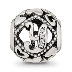 Sterling Silver Reflections CZ Letter Y Bead