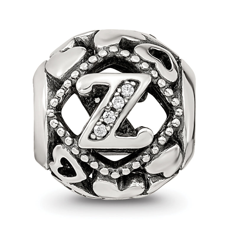 Sterling Silver Reflections CZ Letter Z Bead