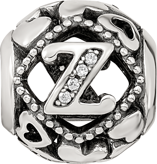 Sterling Silver Reflections CZ Letter Z Bead