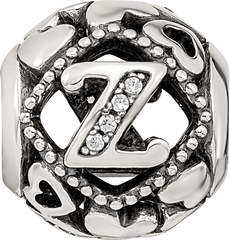 Sterling Silver Reflections CZ Letter Z Bead