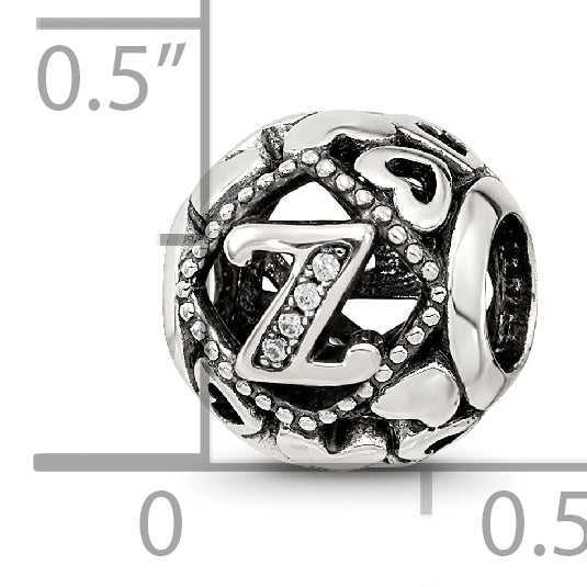 Sterling Silver Reflections CZ Letter Z Bead