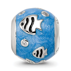 Sterling Silver Reflections Rhod-plated Enamel CZ Sea Life Bead