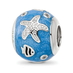 Sterling Silver Reflections Rhod-plated Enamel CZ Sea Life Bead