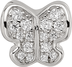 Sterling Silver Reflections Rhodium-plated Enamel CZ Butterfly Bead