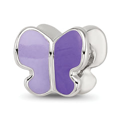 Sterling Silver Reflections Rhodium-plated Enamel CZ Butterfly Bead