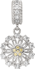 Sterling Silver Reflections Rhod-plated CZ Snowflake Dangle Bead