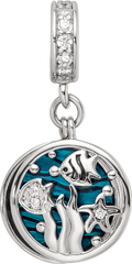 Sterling Silver Reflections Rhod-plated Enamel CZ Sea Life Dangle Bead