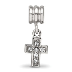 Sterling Silver Reflections Rhod-plated Crystals Cross Bead