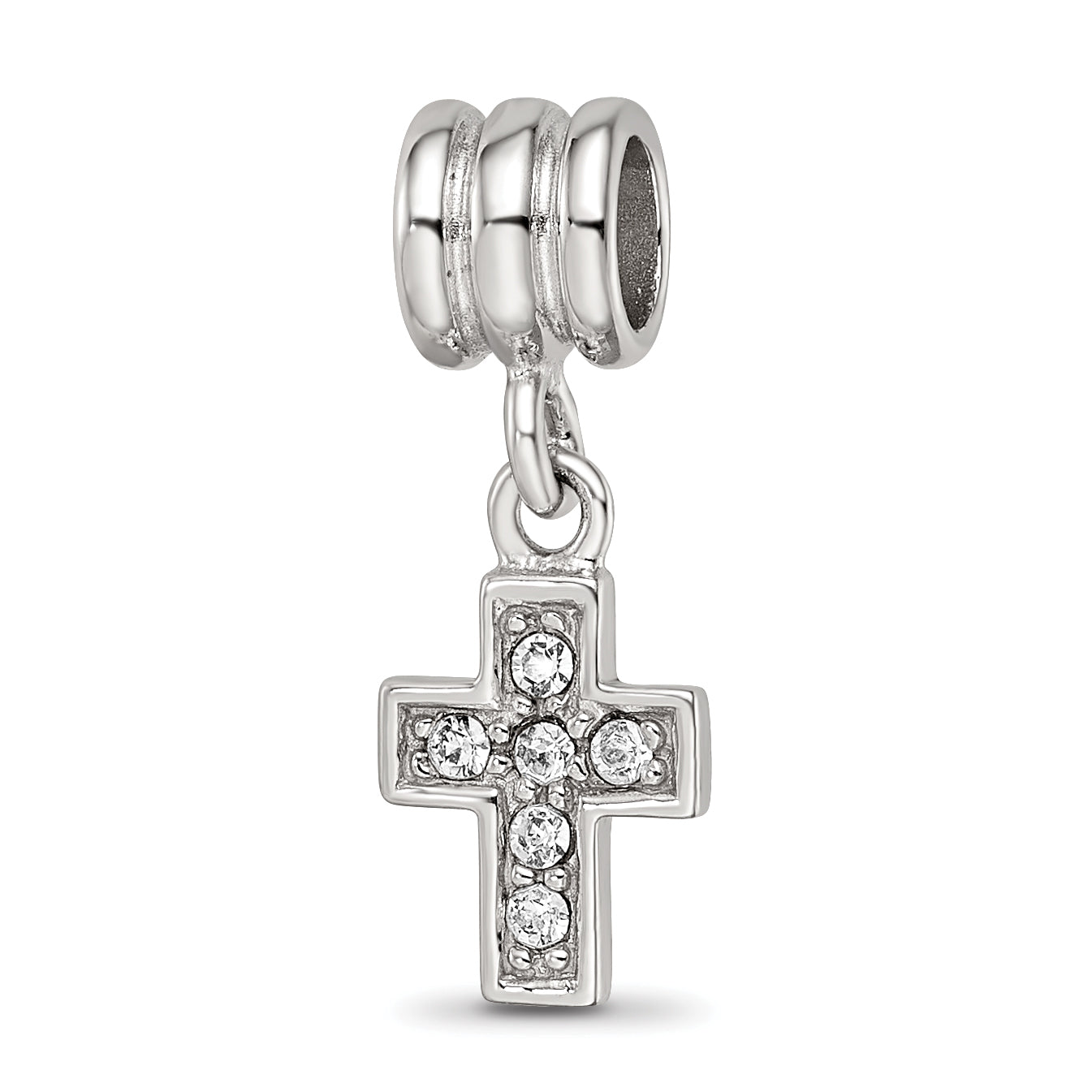 Sterling Silver Reflections Rhod-plated Crystals Cross Bead