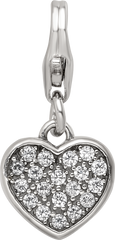 Sterling Silver Reflections Rhodium-plated CZ Heart Click-On Bead