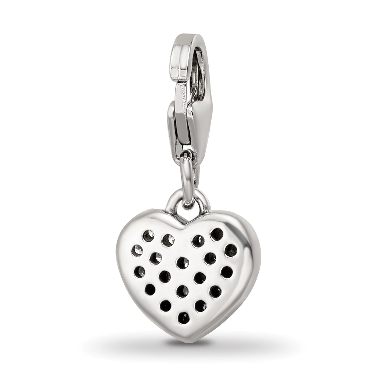 Sterling Silver Reflections Rhodium-plated CZ Heart Click-On Bead