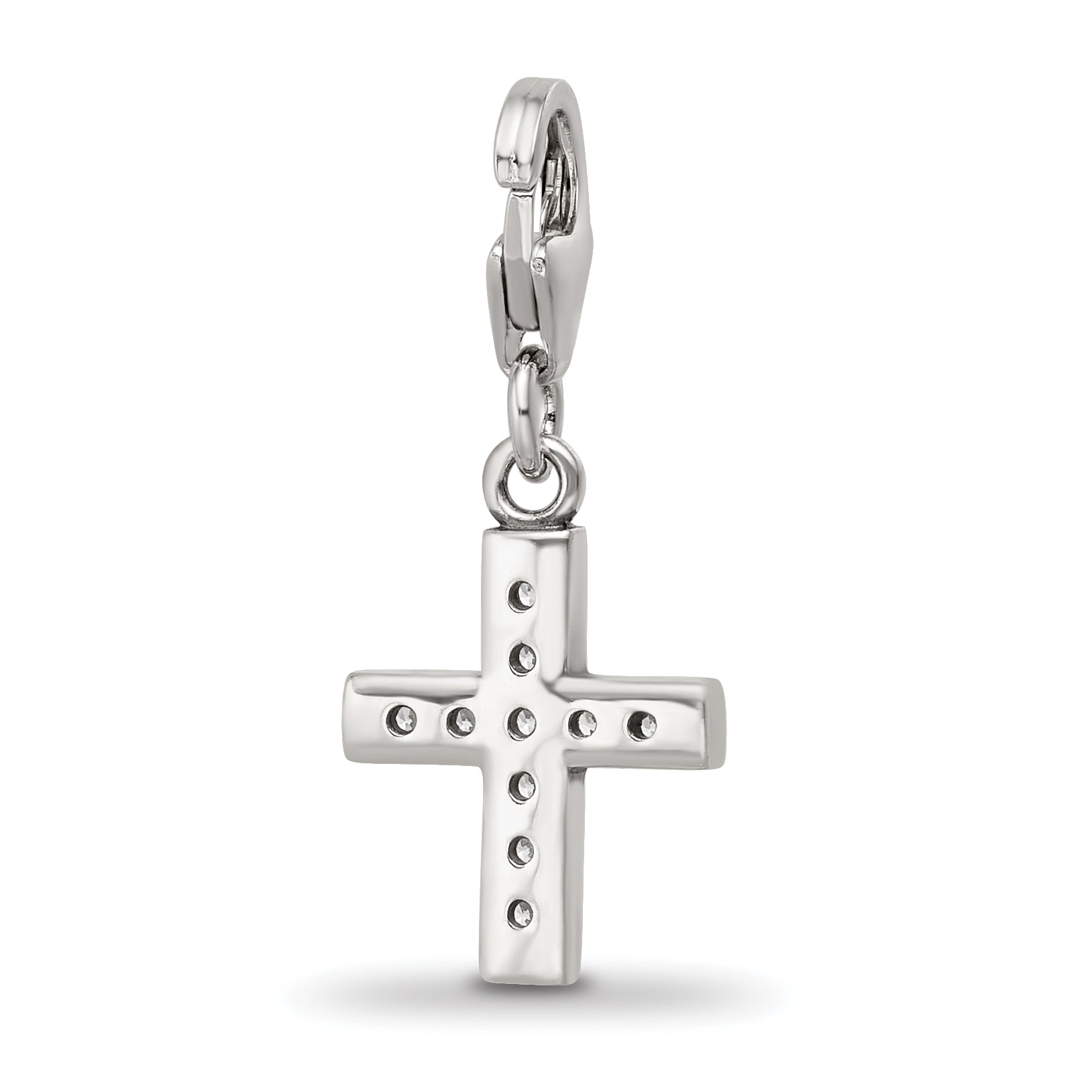 Sterling Silver Reflections Rhod-plated CZ Cross Click-On Bead