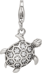 Sterling Silver Reflections Rhodium-plated CZ Sea Turtle Click-On Bead