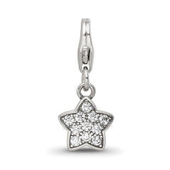 Sterling Silver Reflections Rhodium-plated CZ Star Click-On Bead