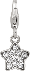 Sterling Silver Reflections Rhodium-plated CZ Star Click-On Bead