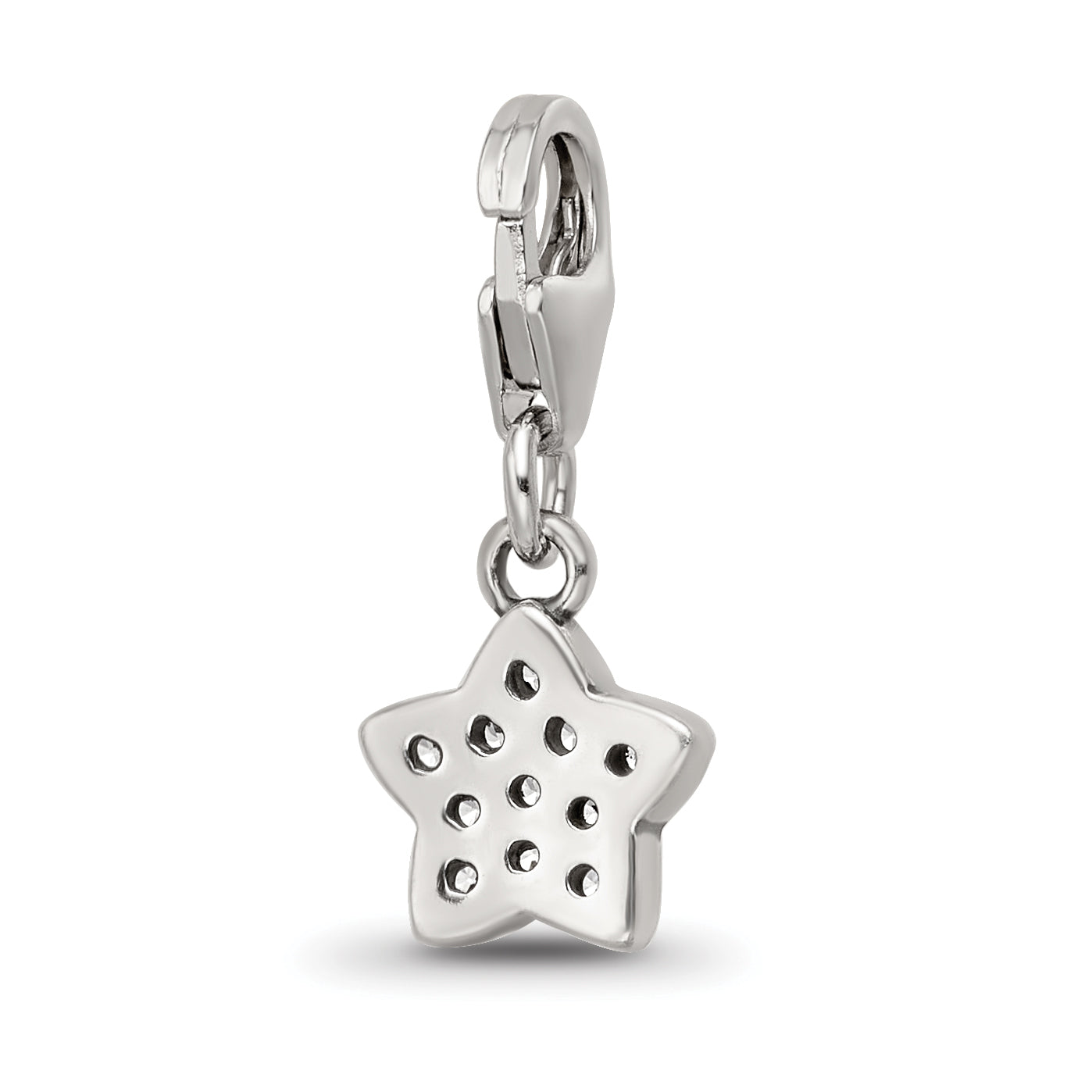 Sterling Silver Reflections Rhodium-plated CZ Star Click-On Bead