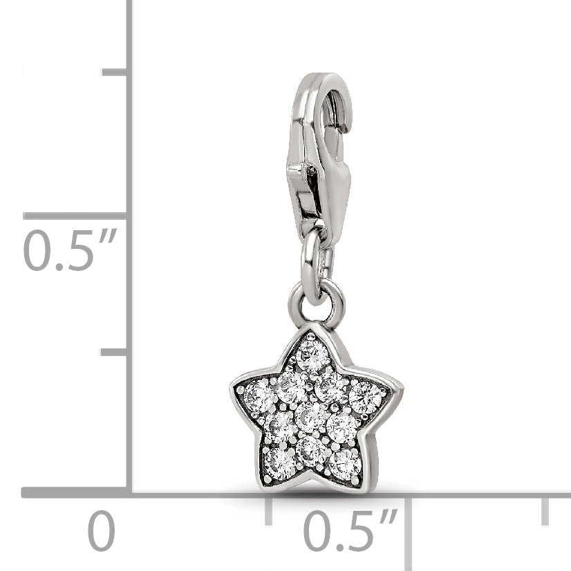 Sterling Silver Reflections Rhodium-plated CZ Star Click-On Bead