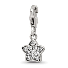 Sterling Silver Reflections Rhodium-plated CZ Star Click-On Bead