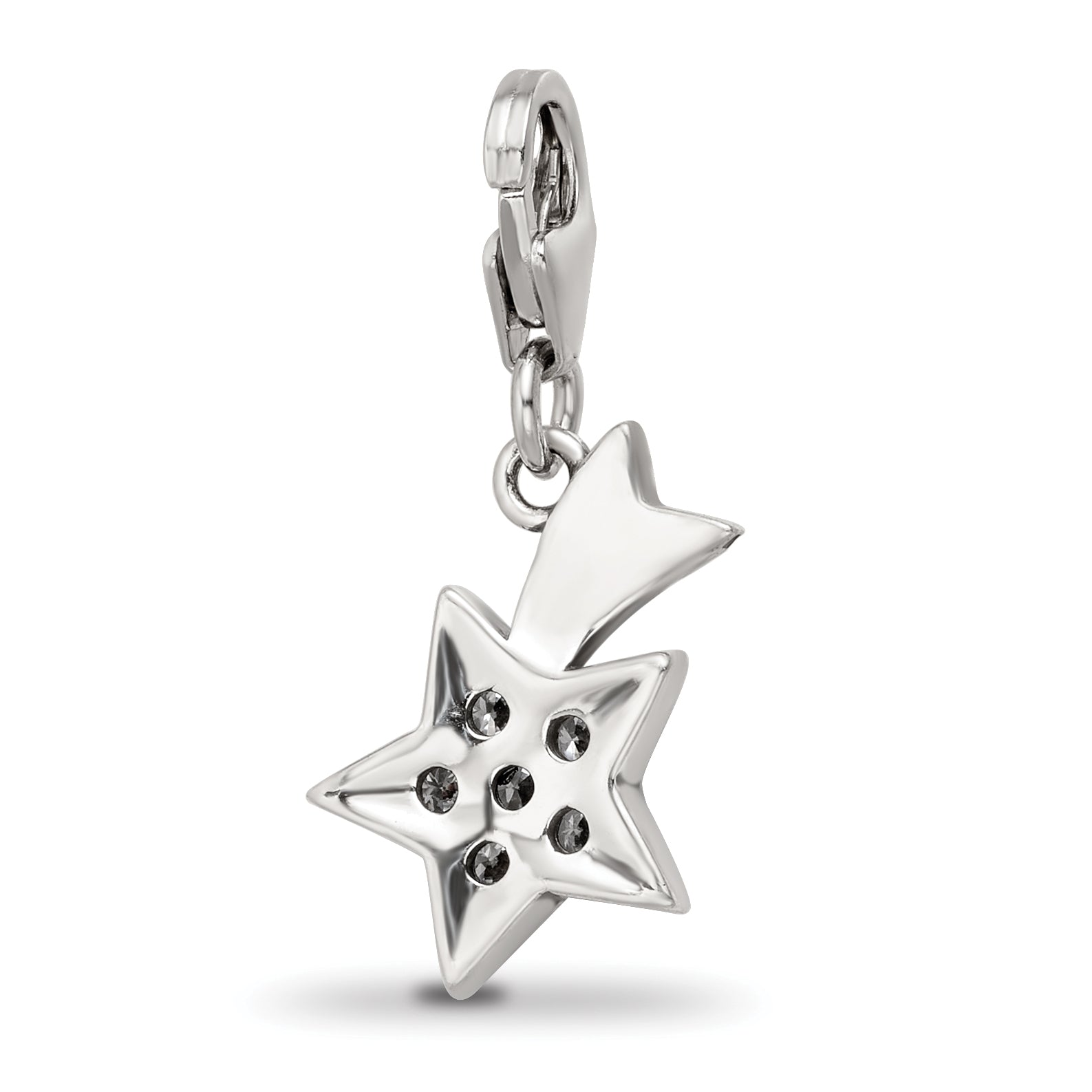 Sterling Silver Reflections Rhodium-plated CZ Shooting Star Click-On Bead