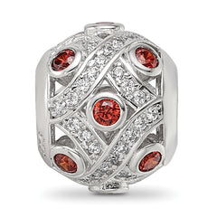 Sterling Silver Reflections Rh-plated Dark Orange/White CZ Cut-Out Bead