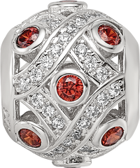 Sterling Silver Reflections Rh-plated Dark Orange/White CZ Cut-Out Bead