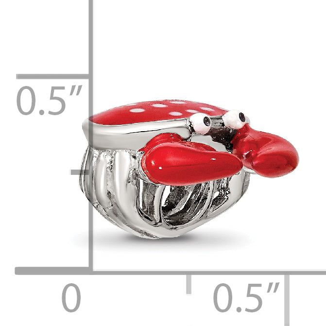 Sterling Silver Reflections Rhodium-plated Enamel Crab Bead