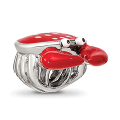 Sterling Silver Reflections Rhodium-plated Enamel Crab Bead