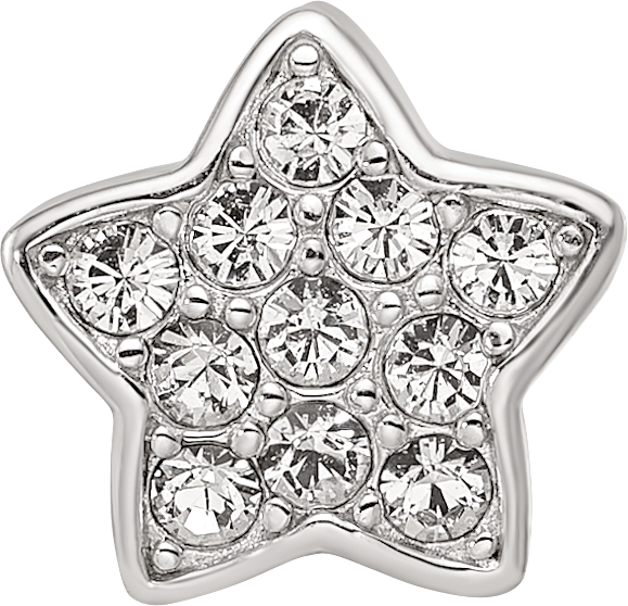 Sterling Silver Reflections Rhod-plated Crystals Star Bead