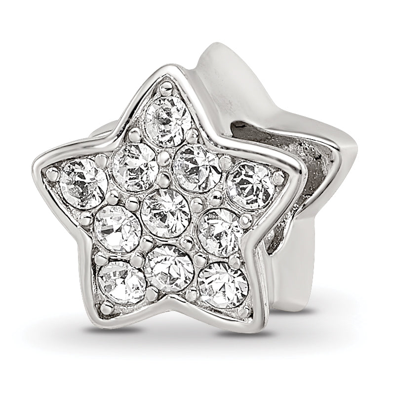 Sterling Silver Reflections Rhod-plated Crystals Star Bead