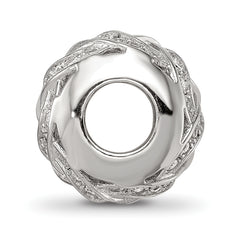 Sterling Silver Reflections Rhod-plated CZ Cut-Out Weaved Bead