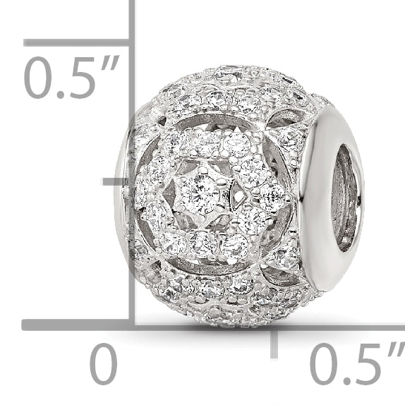 Sterling Silver Reflections Rhod-plated CZ Bead