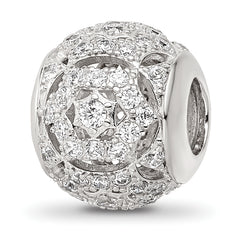 Sterling Silver Reflections Rhod-plated CZ Bead