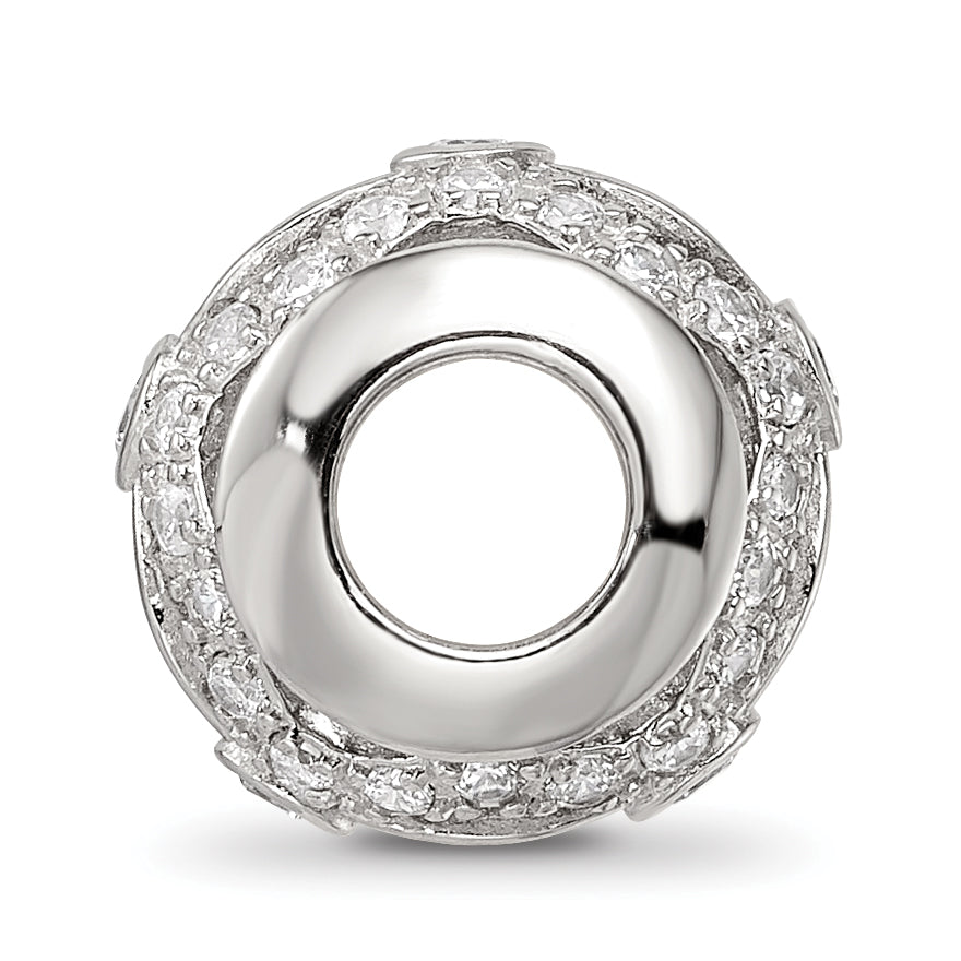 Sterling Silver Reflections Rhodium-plated CZ Bead