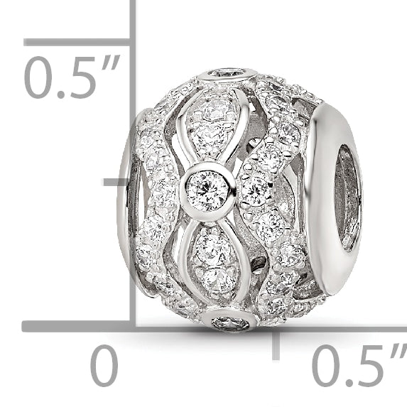 Sterling Silver Reflections Rhodium-plated CZ Bead