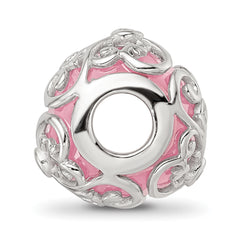 Sterling Silver Reflections Rhodium-plated Pink & White CZ Bead