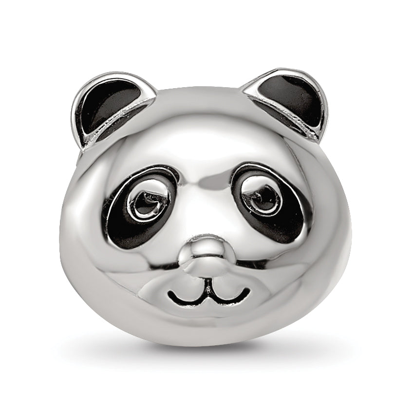 Sterling Silver Reflections Rhodium-plated Enamel Panda Bear Bead