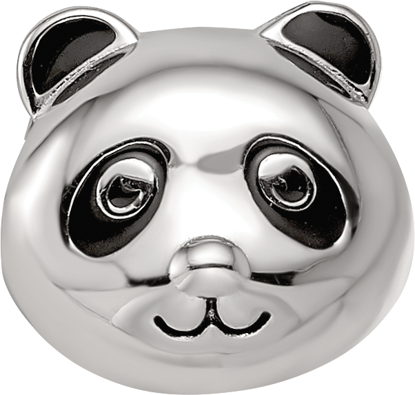 Sterling Silver Reflections Rhodium-plated Enamel Panda Bear Bead