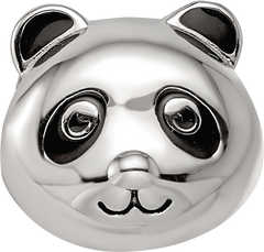 Sterling Silver Reflections Rhodium-plated Enamel Panda Bear Bead