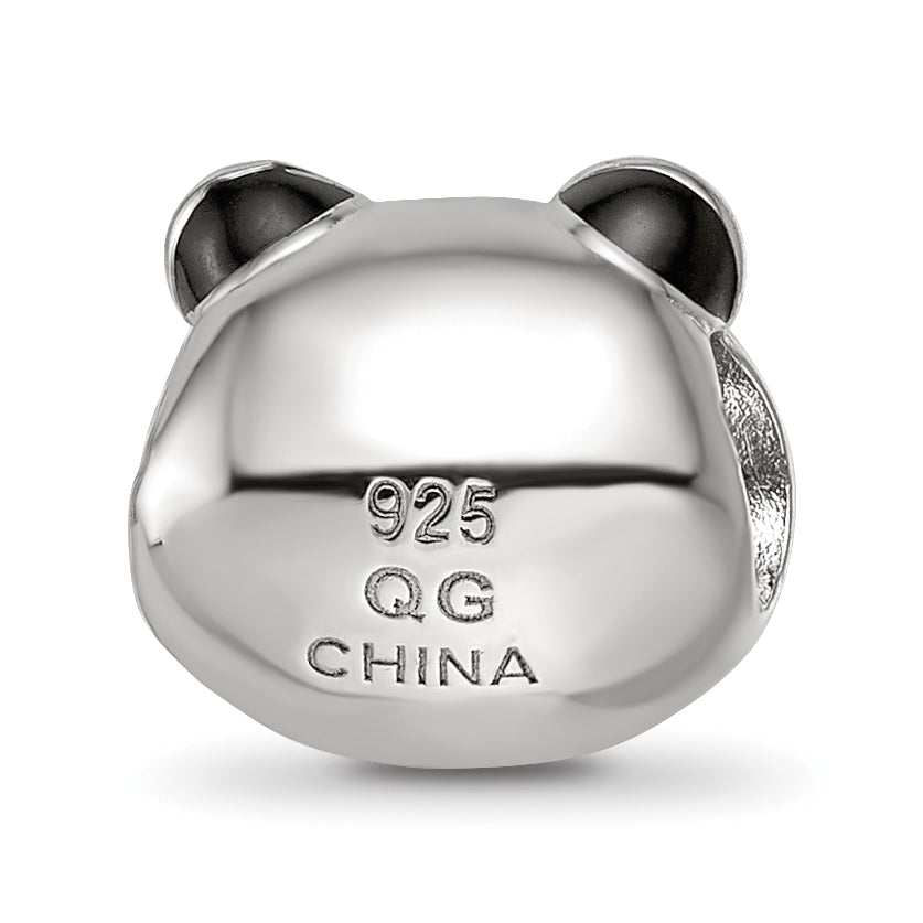 Sterling Silver Reflections Rhodium-plated Enamel Panda Bear Bead