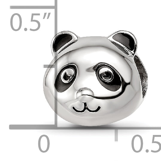 Sterling Silver Reflections Rhodium-plated Enamel Panda Bear Bead