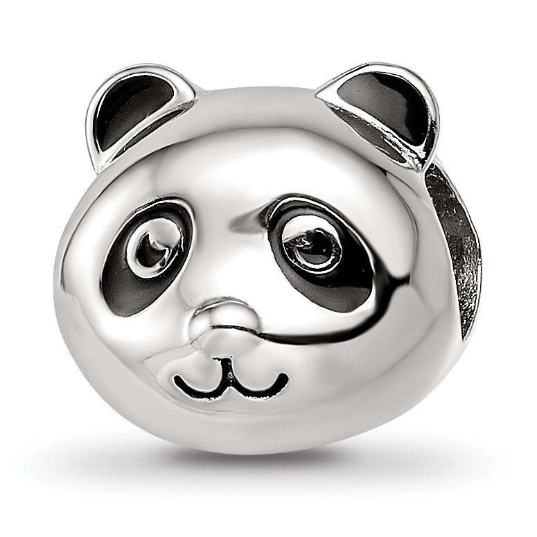 Sterling Silver Reflections Rhodium-plated Enamel Panda Bear Bead