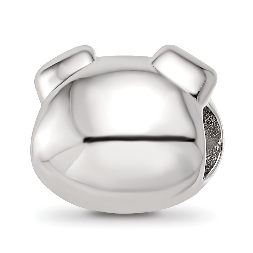 Sterling Silver Reflections Rhodium-plated Enamel Pig Bead